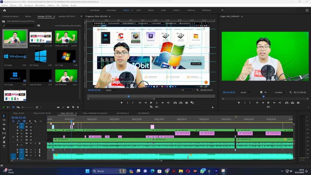 Interfaz de adobe premiere pro.