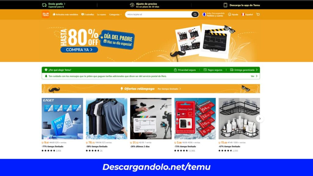 Temu página web