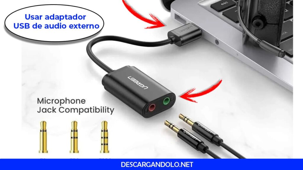 Usa adaptador de audio USB externo.