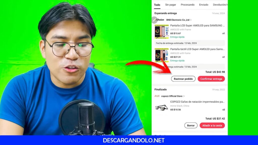 Rastrear pedidos desde la aplicación de Aliexpress.