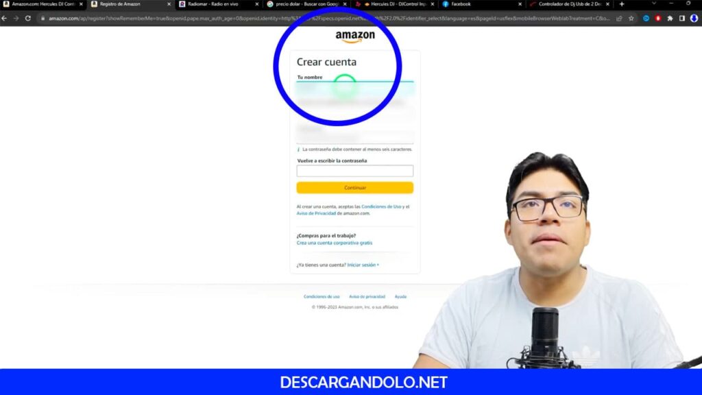 Aqui es donde debes crear tu cuenta de Amazon.