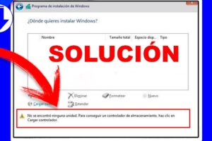 No se encontró ninguna unidad. Para conseguir un controlador de almacenamiento, haz clic en Cargar controlador