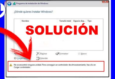 No se encontró ninguna unidad. Para conseguir un controlador de almacenamiento, haz clic en Cargar controlador